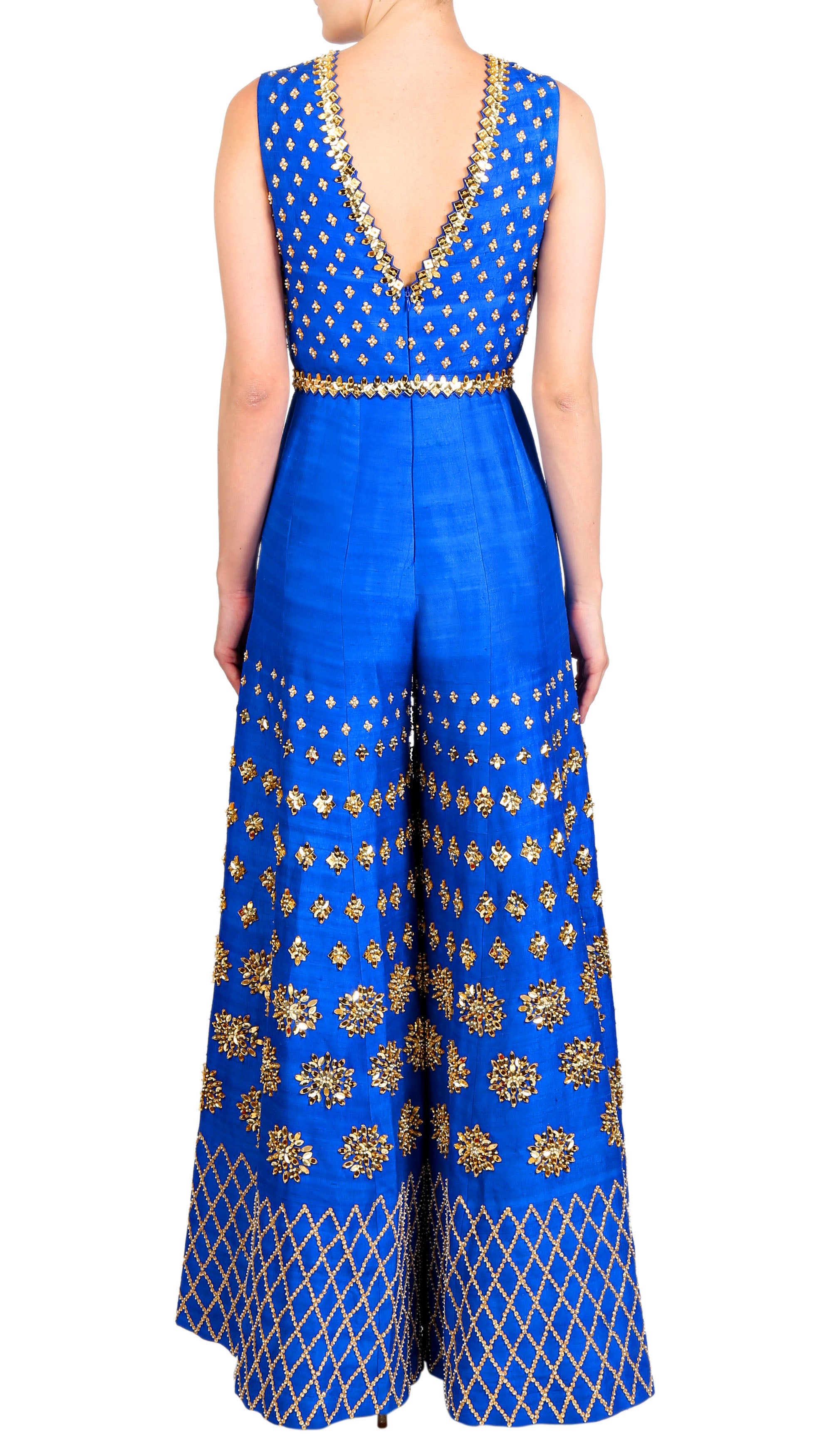 Wedding Inspired Digital Placement Printed Jumpsuit With Lace – Pannkh